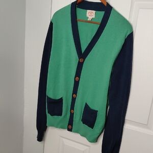 Brooks Brothers Green and Navy Cardigan Sweater